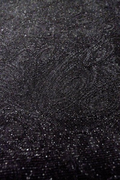 Photo9: O0909H Vintage Japanese kimono   Black HAORI short jacket for women / Silk. Swirl,   (Grade B) (9)