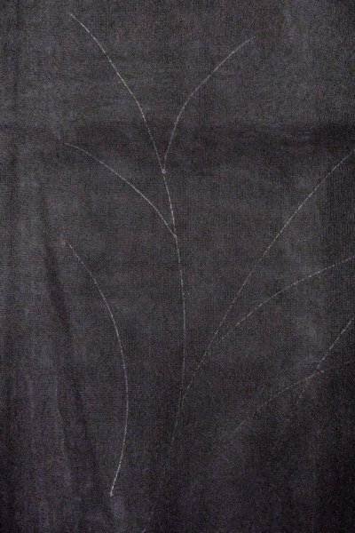 Photo5: O0909I Vintage Japanese kimono   Black HAORI short jacket for women / Silk. Tall grass   (Grade B) (5)