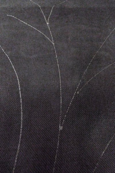 Photo9: O0909I Vintage Japanese kimono   Black HAORI short jacket for women / Silk. Tall grass   (Grade B) (9)