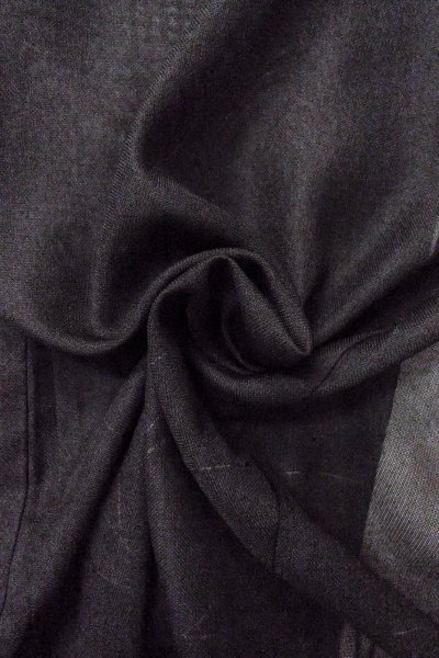 Photo11: O0909I Vintage Japanese kimono   Black HAORI short jacket for women / Silk. Tall grass   (Grade B) (11)