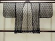 Photo2: Mint O0909J Vintage Japanese kimono   Black HAORI short jacket for women / Synthetic. Flower Lace fabric  (Grade A) (2)