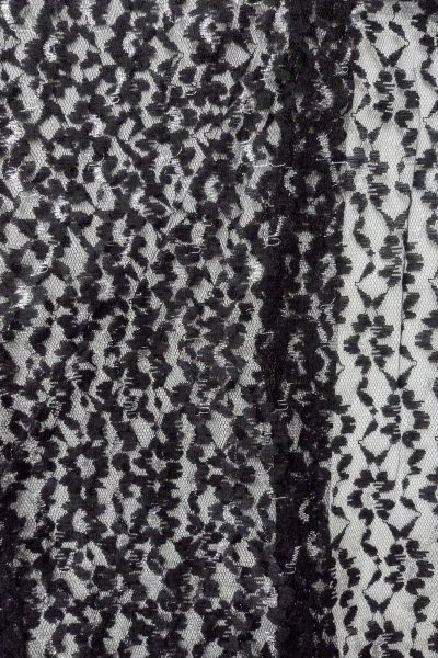 Photo3: Mint O0909J Vintage Japanese kimono   Black HAORI short jacket for women / Synthetic. Flower Lace fabric  (Grade A) (3)