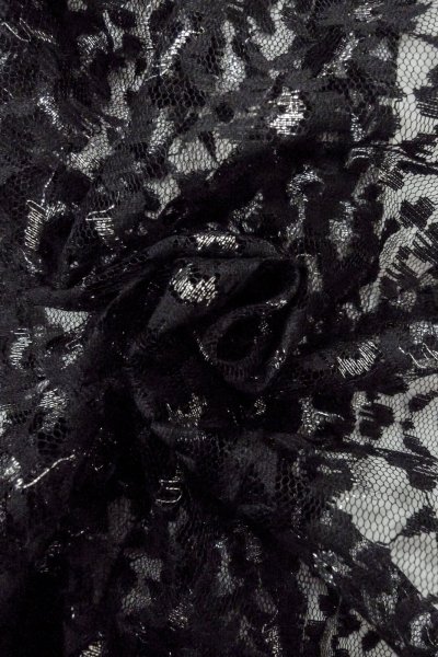 Photo12: Mint O0909J Vintage Japanese kimono   Black HAORI short jacket for women / Synthetic. Flower Lace fabric  (Grade A) (12)