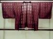 Photo1: O0909L Vintage Japanese kimono  Dark Red HAORI short jacket for women / Synthetic. Flower, Lace fabric  (Grade B) (1)