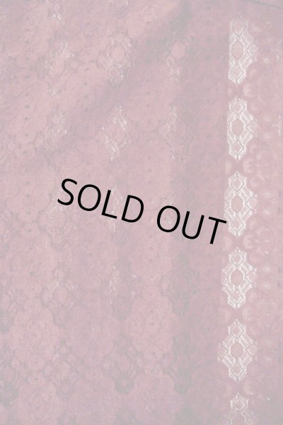 Photo3: O0909L Vintage Japanese kimono  Dark Red HAORI short jacket for women / Synthetic. Flower, Lace fabric  (Grade B) (3)