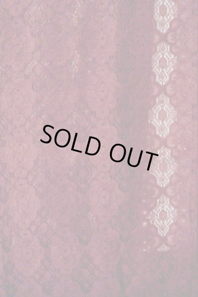 Photo4: O0909L Vintage Japanese kimono  Dark Red HAORI short jacket for women / Synthetic. Flower, Lace fabric  (Grade B) (4)