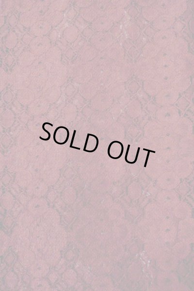 Photo5: O0909L Vintage Japanese kimono  Dark Red HAORI short jacket for women / Synthetic. Flower, Lace fabric  (Grade B) (5)