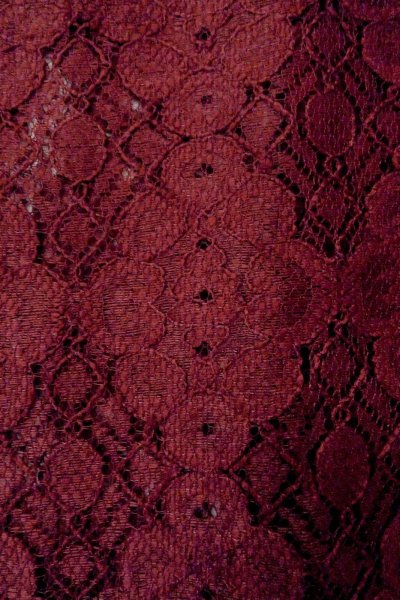 Photo7: O0909L Vintage Japanese kimono  Dark Red HAORI short jacket for women / Synthetic. Flower, Lace fabric  (Grade B) (7)