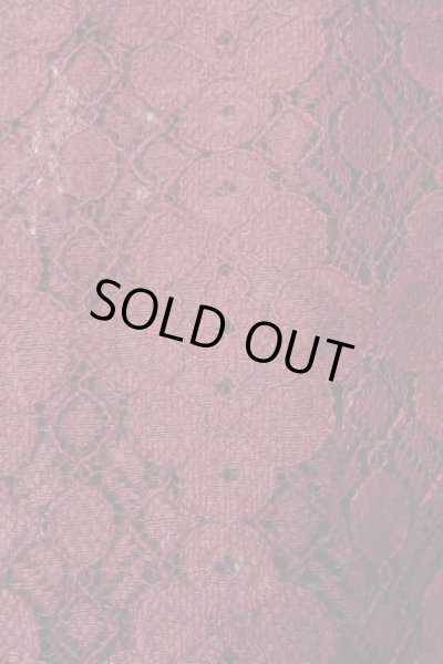 Photo7: O0909L Vintage Japanese kimono  Dark Red HAORI short jacket for women / Synthetic. Flower, Lace fabric  (Grade B) (7)