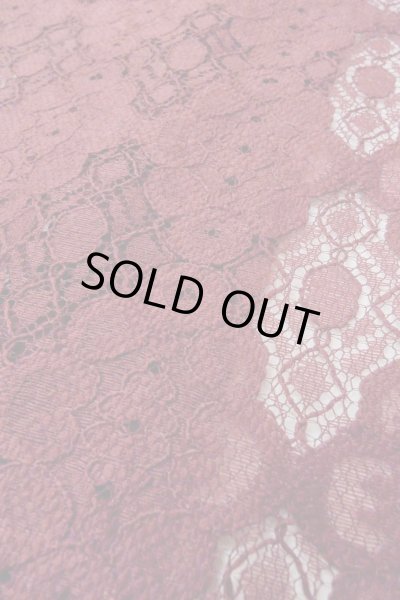 Photo8: O0909L Vintage Japanese kimono  Dark Red HAORI short jacket for women / Synthetic. Flower, Lace fabric  (Grade B) (8)