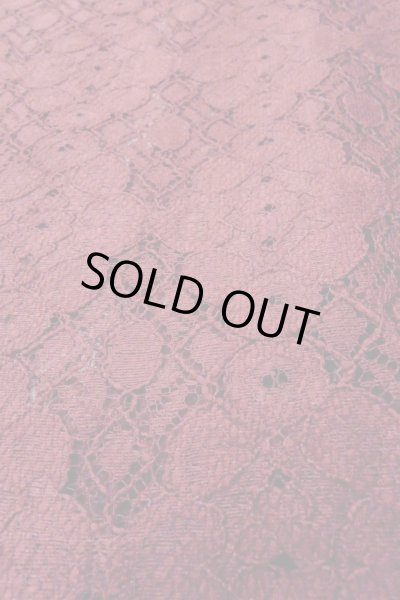 Photo9: O0909L Vintage Japanese kimono  Dark Red HAORI short jacket for women / Synthetic. Flower, Lace fabric  (Grade B) (9)