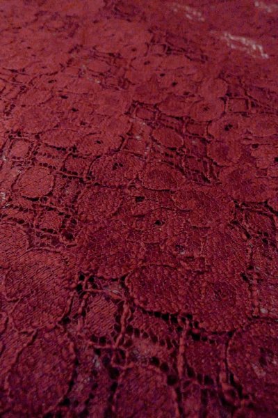 Photo10: O0909L Vintage Japanese kimono  Dark Red HAORI short jacket for women / Synthetic. Flower, Lace fabric  (Grade B) (10)