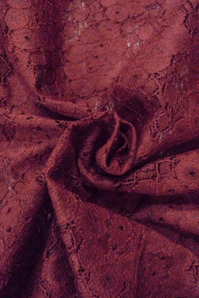 Photo11: O0909L Vintage Japanese kimono  Dark Red HAORI short jacket for women / Synthetic. Flower, Lace fabric  (Grade B) (11)