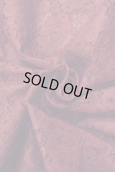 Photo11: O0909L Vintage Japanese kimono  Dark Red HAORI short jacket for women / Synthetic. Flower, Lace fabric  (Grade B) (11)