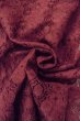 Photo12: O0909L Vintage Japanese kimono  Dark Red HAORI short jacket for women / Synthetic. Flower, Lace fabric  (Grade B) (12)
