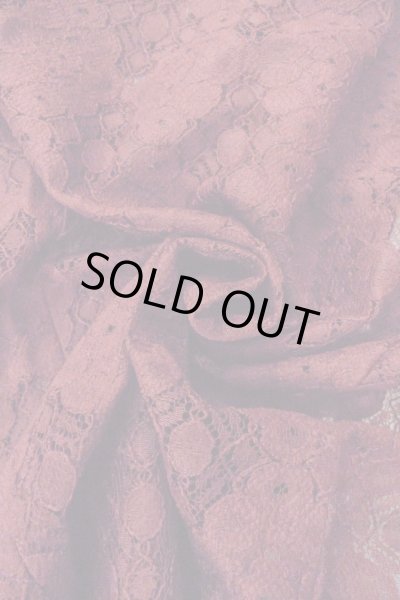 Photo12: O0909L Vintage Japanese kimono  Dark Red HAORI short jacket for women / Synthetic. Flower, Lace fabric  (Grade B) (12)