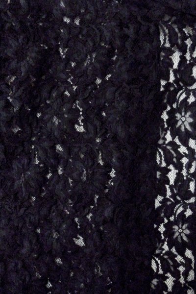 Photo3: Mint O0909M Vintage Japanese kimono   Black HAORI short jacket for women / Synthetic. Flower, Lace fabric  (Grade A) (3)