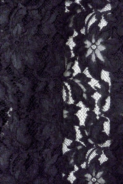 Photo6: Mint O0909M Vintage Japanese kimono   Black HAORI short jacket for women / Synthetic. Flower, Lace fabric  (Grade A) (6)