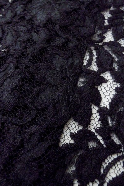 Photo8: Mint O0909M Vintage Japanese kimono   Black HAORI short jacket for women / Synthetic. Flower, Lace fabric  (Grade A) (8)