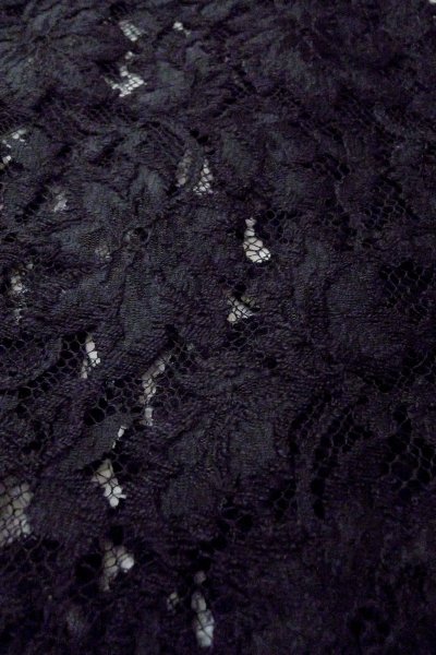 Photo9: Mint O0909M Vintage Japanese kimono   Black HAORI short jacket for women / Synthetic. Flower, Lace fabric  (Grade A) (9)