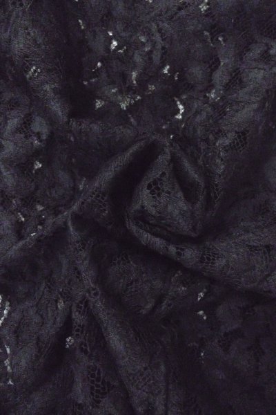 Photo11: Mint O0909M Vintage Japanese kimono   Black HAORI short jacket for women / Synthetic. Flower, Lace fabric  (Grade A) (11)