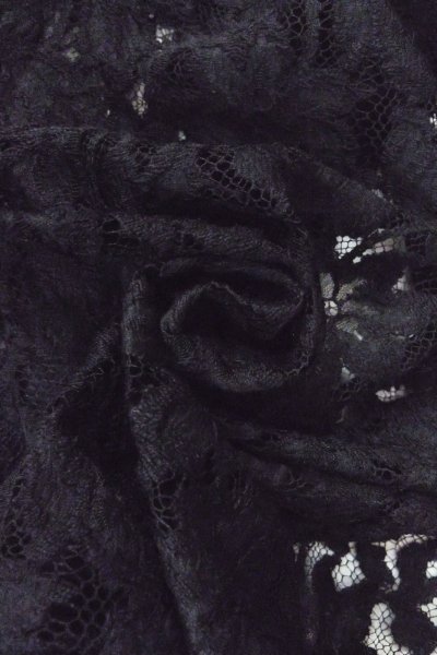 Photo12: Mint O0909M Vintage Japanese kimono   Black HAORI short jacket for women / Synthetic. Flower, Lace fabric  (Grade A) (12)