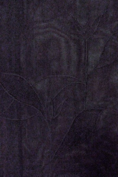 Photo6: O0909N Vintage Japanese kimono   Black HAORI short jacket for women / Silk. Autumn bellflower   (Grade D) (6)