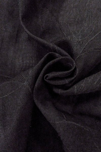 Photo12: O0909N Vintage Japanese kimono   Black HAORI short jacket for women / Silk. Autumn bellflower   (Grade D) (12)