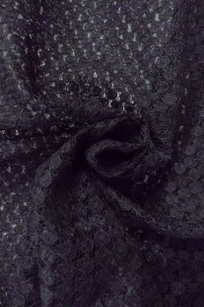 Photo11: Mint O0909O Vintage Japanese kimono   Black HAORI short jacket for women / Synthetic. Circle, Lace fabric  (Grade A) (11)