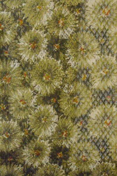 Photo4: O0909P Vintage Japanese kimono  Dark Olive HAORI short jacket for women / Synthetic. Flower   (Grade B) (4)