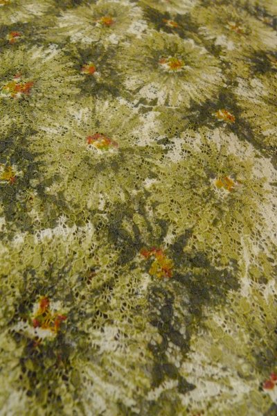 Photo10: O0909P Vintage Japanese kimono  Dark Olive HAORI short jacket for women / Synthetic. Flower   (Grade B) (10)