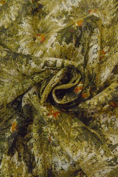 Photo11: O0909P Vintage Japanese kimono  Dark Olive HAORI short jacket for women / Synthetic. Flower   (Grade B) (11)