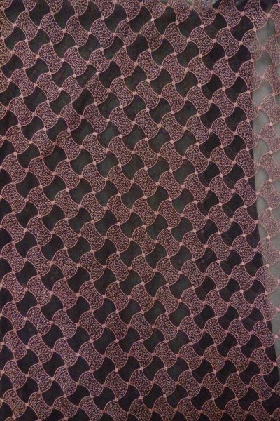 Photo3: Mint O0909Q Vintage Japanese kimono   Black DOCHUGI outer coat for women / Synthetic. Abstract pattern   (Grade A) (3)