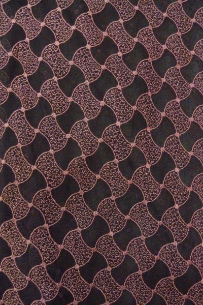 Photo5: Mint O0909Q Vintage Japanese kimono   Black DOCHUGI outer coat for women / Synthetic. Abstract pattern   (Grade A) (5)