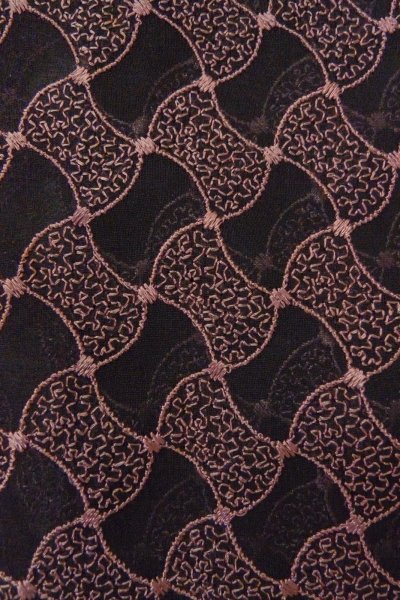 Photo7: Mint O0909Q Vintage Japanese kimono   Black DOCHUGI outer coat for women / Synthetic. Abstract pattern   (Grade A) (7)