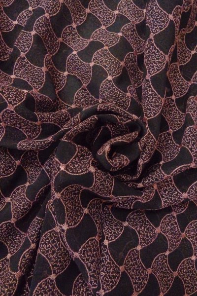 Photo11: Mint O0909Q Vintage Japanese kimono   Black DOCHUGI outer coat for women / Synthetic. Abstract pattern   (Grade A) (11)