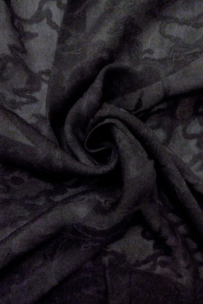 Photo13: Mint O0909R Vintage Japanese kimono   Black HAORI short jacket for women / Silk. Ivy   (Grade A) (13)