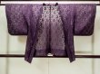 Photo1: O0909S Vintage Japanese kimono  Dark Purple HAORI short jacket for women / Synthetic. Flower Lace fabric  (Grade B) (1)