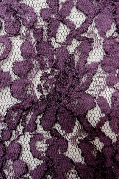 Photo6: O0909S Vintage Japanese kimono  Dark Purple HAORI short jacket for women / Synthetic. Flower Lace fabric  (Grade B) (6)