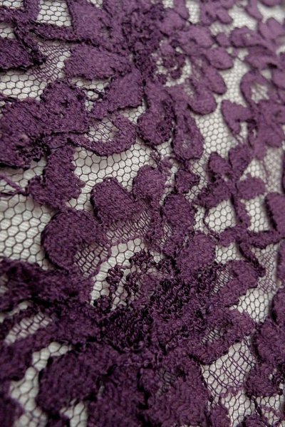 Photo9: O0909S Vintage Japanese kimono  Dark Purple HAORI short jacket for women / Synthetic. Flower Lace fabric  (Grade B) (9)
