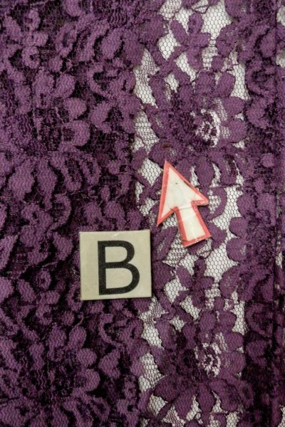 Photo15: O0909S Vintage Japanese kimono  Dark Purple HAORI short jacket for women / Synthetic. Flower Lace fabric  (Grade B) (15)