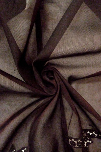 Photo12: Mint O0909T Vintage Japanese kimono   Black HAORI short jacket for women / Silk. Flower,   (Grade A) (12)