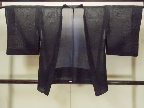 Photo1: Mint O0909U Vintage Japanese kimono   Black HAORI short jacket for women / Silk. Stream,   (Grade A) (1)