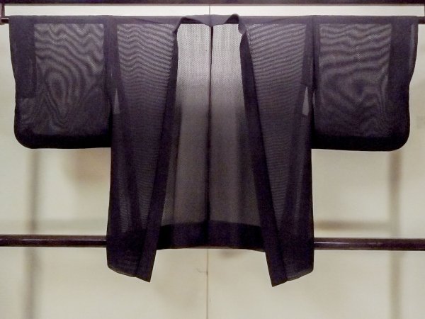 Photo1: Mint O0909X Vintage Japanese kimono  Dark Purple HAORI short jacket for women / Silk. Geometrical pattern   (Grade A) (1)