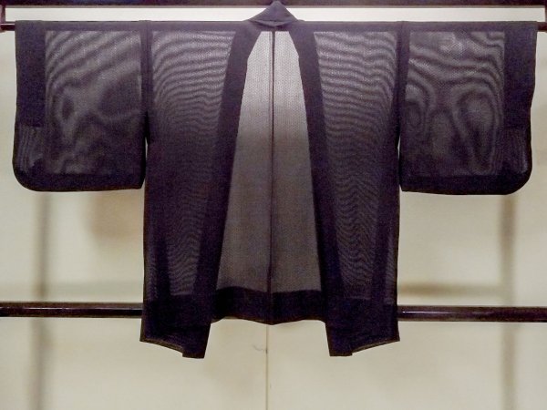 Photo2: Mint O0909X Vintage Japanese kimono  Dark Purple HAORI short jacket for women / Silk. Geometrical pattern   (Grade A) (2)