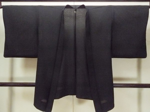 Photo1: O0909Y Vintage Japanese kimono   Black HAORI short jacket for women / Silk.    (Grade B) (1)