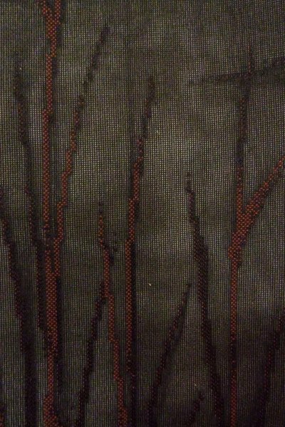 Photo4: O0910A Vintage Japanese kimono   Black HAORI short jacket for women / Silk. Tall grass   (Grade B) (4)