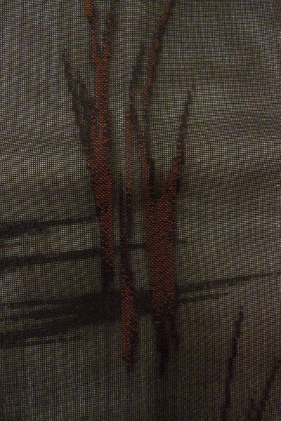 Photo5: O0910A Vintage Japanese kimono   Black HAORI short jacket for women / Silk. Tall grass   (Grade B) (5)