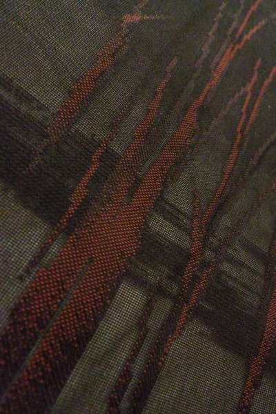 Photo7: O0910A Vintage Japanese kimono   Black HAORI short jacket for women / Silk. Tall grass   (Grade B) (7)