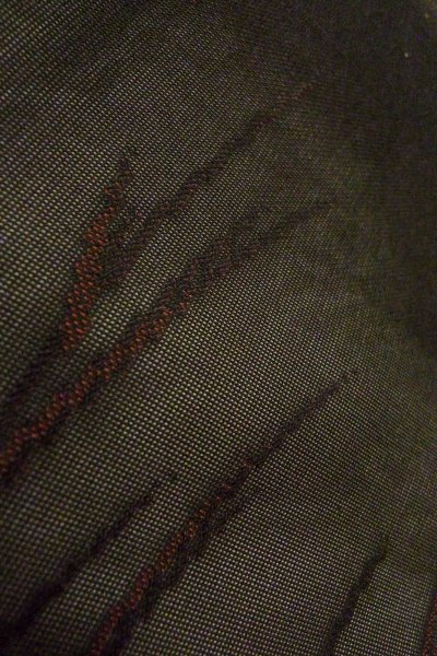 Photo8: O0910A Vintage Japanese kimono   Black HAORI short jacket for women / Silk. Tall grass   (Grade B) (8)